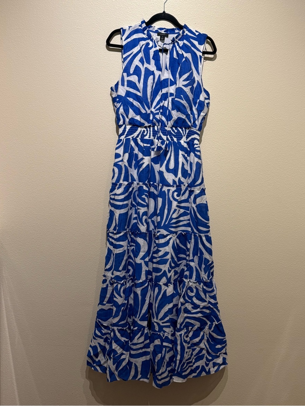 Halogen Blue and White Printed Maxi Dress